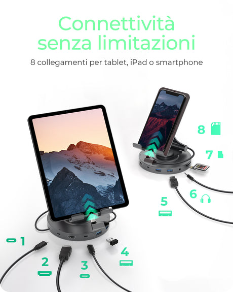 ICY BOX Porta tablet e smartphone  regolabile in altezza e ruotabile