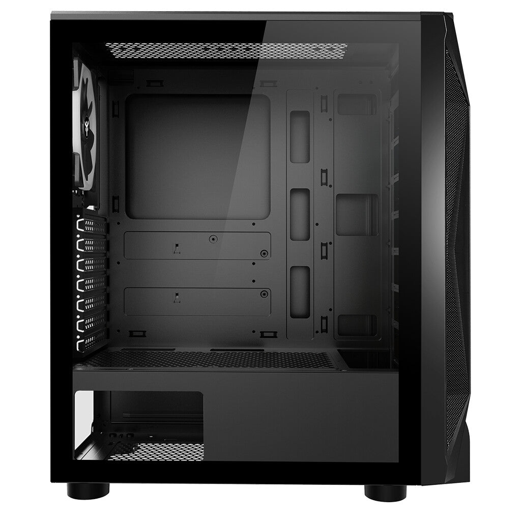 Case THE ROCK EVO - Gaming Middle Tower- USB3- 12cm ARGB fan- Side Panel Temp Glass