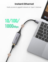 UGREEN USB Type C to Ethernet Adapter 10/100/1000M (Space Gray)