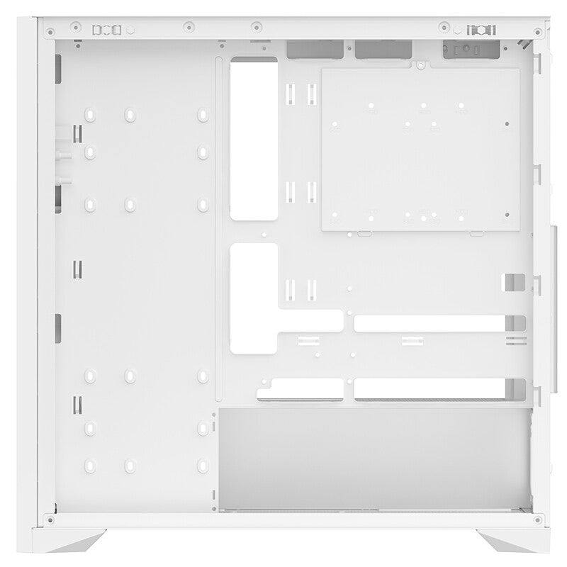 Case WOODY - Gaming Tower- ATX- 3x14cm White fan- 2xUSB3- Type-C-  Wood Front- Temp Glass Side Panel- White Edtion