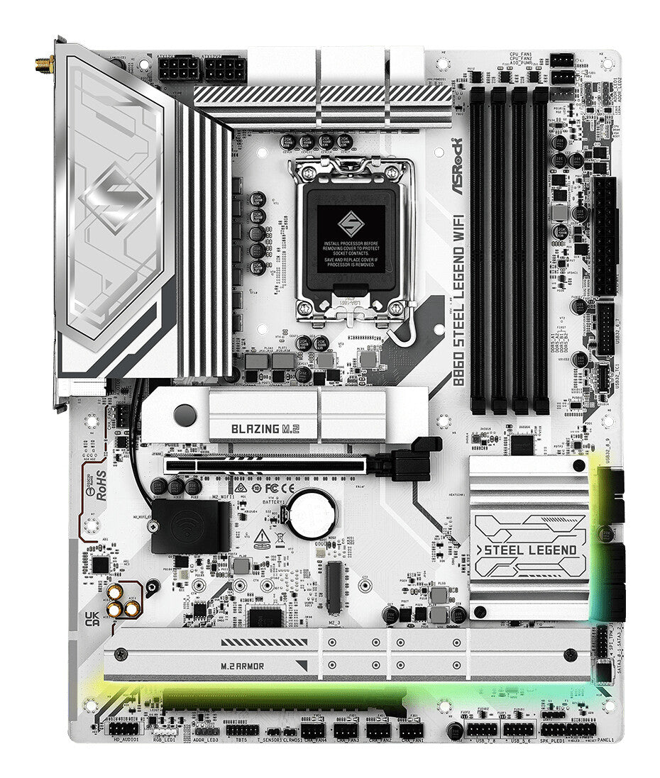 MB Asrock 1851 Intel B860 STEEL LEGEND WIFI- 4*DDR5 4*SATA3- 4*M.2- HDMI- DP- WiFi 6E + BT- ATX