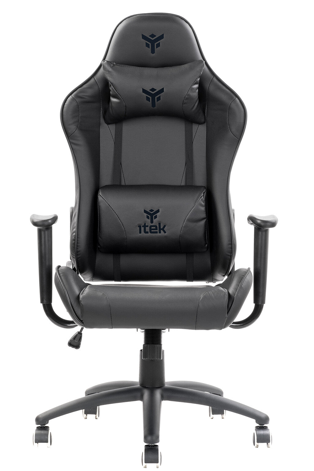 itek Gaming Chair PLAYCOM PM20 - PVC - Double Cushion - Reclining Backrest - Black Black