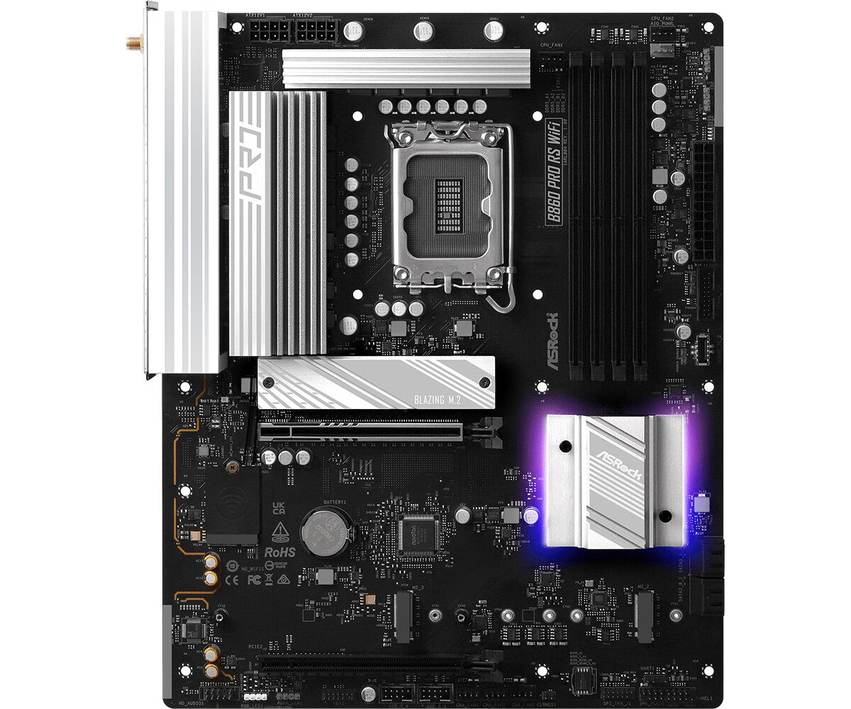 MB Asrock 1851 Intel B860 PRO RS WIFI- 4*DDR5 4*SATA3- 3*M.2- HDMI- DP- WiFi 6E + BT- ATX