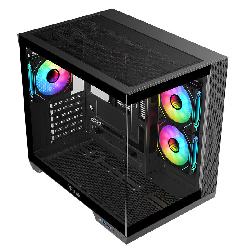 Case DARK CAVE DS - Gaming Tower- ATX- 3x12cm ARGB fan- 2xUSB3- Type-C- Side & Front Panel Temp Glass