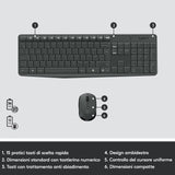 Tastiera + Mouse LOGITECH RETAIL - MK235- Wireless- Nera