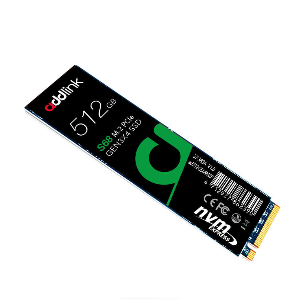 Addlink S68 - 512GB SSD M.2 PCIe Gen3x4 NVMe 2280 (R:2100- W:1700)- DRAM-less