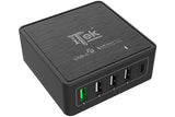 Caricabatteria da tavolo da 60W- 13.2A(2x3A- 3x2.4A) con 5 porte: 1xUSB-C PD- 3xUSB  Smart- 1xQC3.0- Smart IC