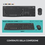 Tastiera + Mouse LOGITECH RETAIL - MK295- Wireless- Silent- Grafite