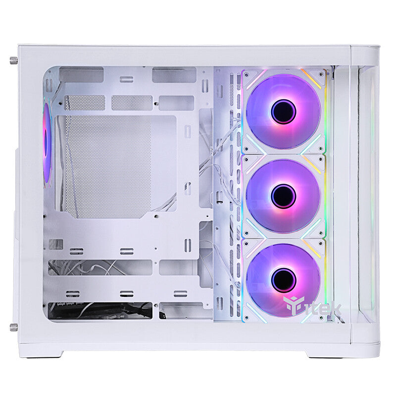 Case DARK CAVE CURVED - Gaming Tower- ATX- 4x12cm ARGB fan- 2xUSB3- Type-C- Curved Temp Glass Side & Front Panel- White Edition